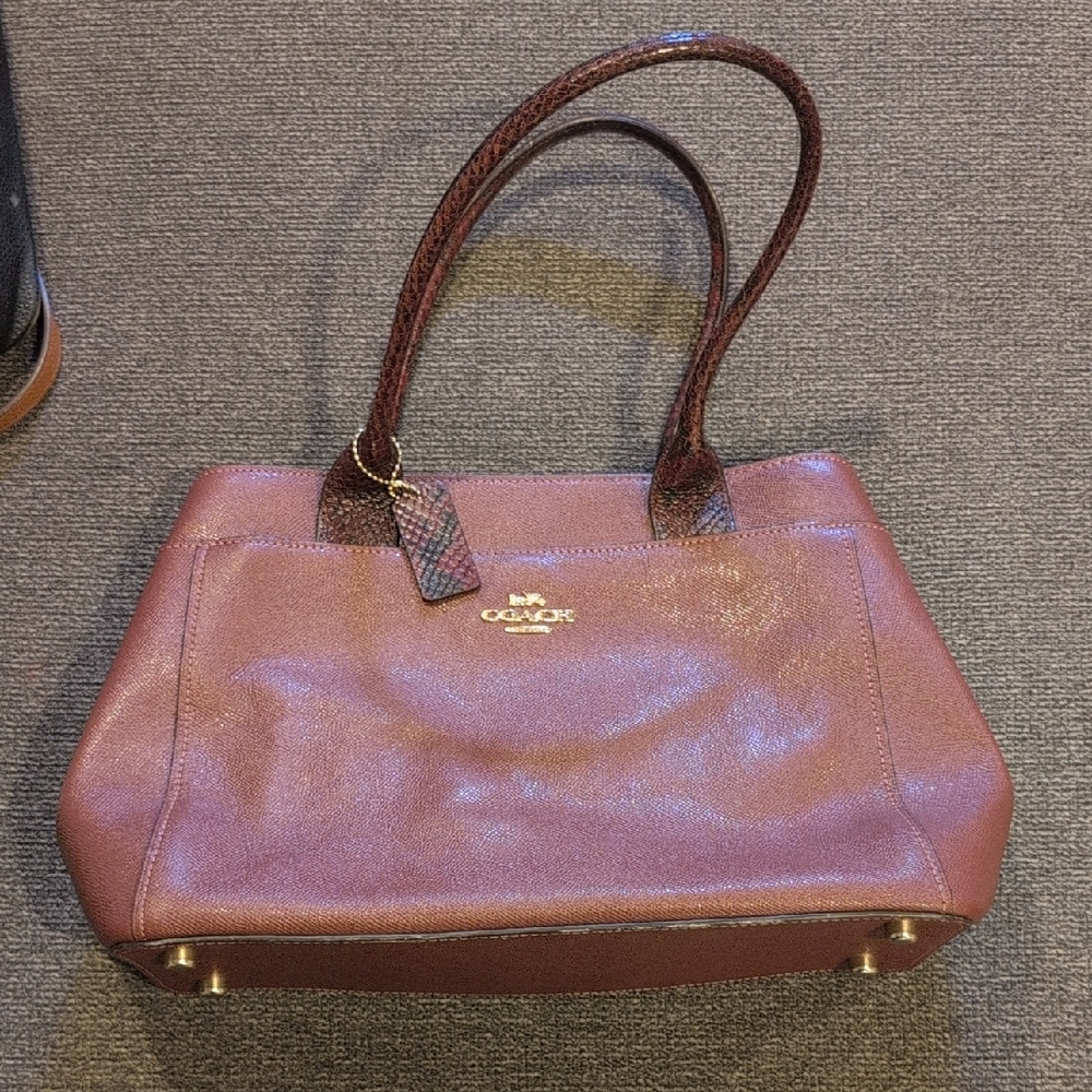 Coach Plum Tote Bag with Textured Handles